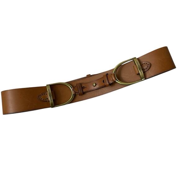 Ralph Lauren wide ring equestrian belt Brown Leather Belt with Gold Buckle Lauren Ralph Lauren Wide Ring Equestrian-Belt-Wide | Zappos.com main image 4